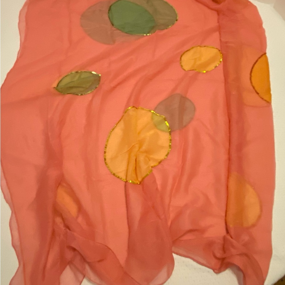 Two’s Company Rectangular Sheer Coral and Sequined Scarf